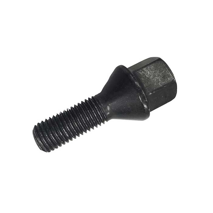 Boulon de roue noir M14x1,25 conique 60° 38mm pour MINI